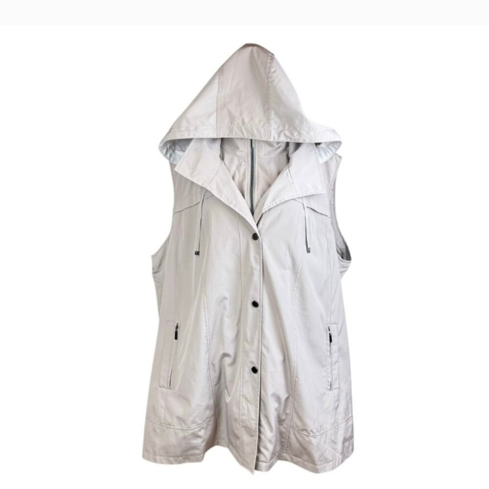 Coldwater Creek Plus Size All Season 3X Water Repellent Hooded Vest Beige/Tan